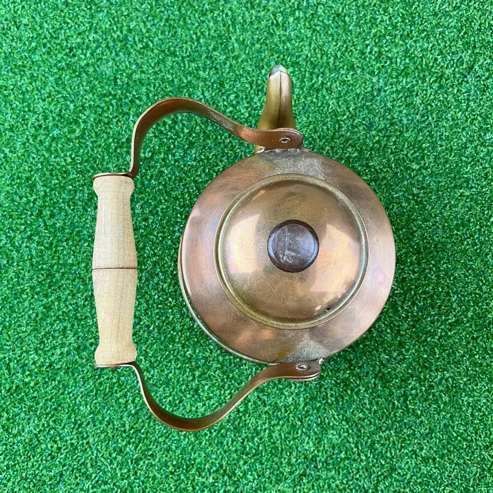 Vintage Copper Tea Kettle with a Wood Handle Made in Portugal